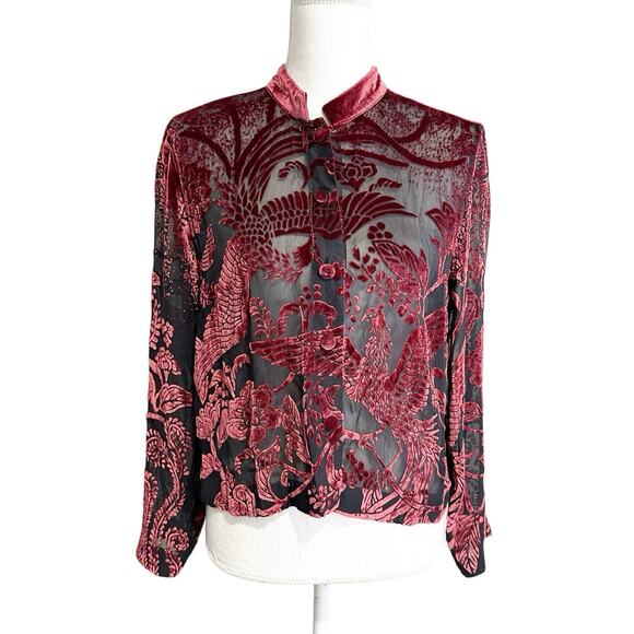 Citron Santa Monica Women’s Velvet Burnout Size Petite Small PS Crane Asian Art - Picture 1 of 7